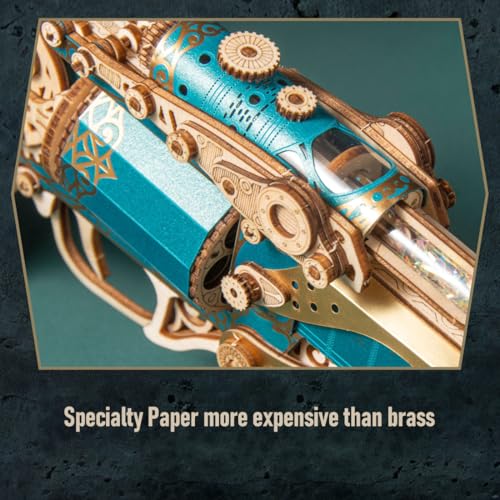 Gifts for Men，Revolver 3D Wooden Puzzle Kits, Compatible with Wooden Bullets DIY Handcrafted Creative Steam Assembly Kit for Adults-2024 (Kit Version/318PCS/Blue) - style: Blue