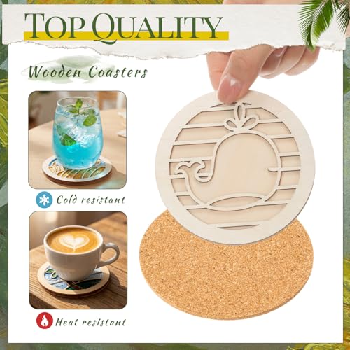 Reallnaive Wood Coasters Painting Kit DIY Craft, 12 Pcs, Sea Animal - style: Sea Animal