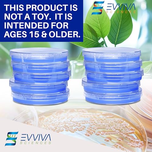 Evviva Sciences Nutrient Agar Petri Dishes Science Project Kit, Pre-Poured Agar Plates for Science Experiments, with Experiment eBook (Blue) - color: Blue