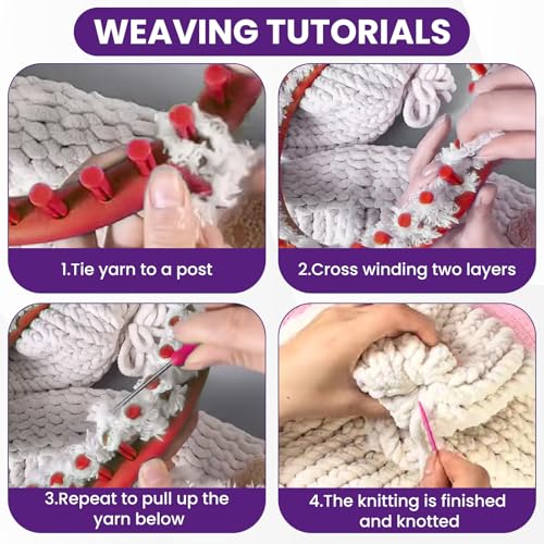 SATUY Round Knitting Looms, 19cm Hats Loom with Crochet Hook & Needle - size: Round-19cm