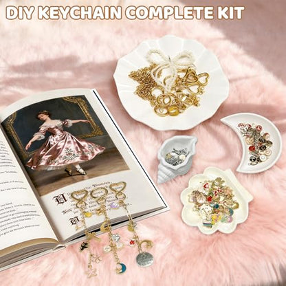 348Pcs Charms Lip Gloss Keychain Making Kit,DIY Craft with Charms,Key Chain Hooks,Jump Rings,Lobster Clasps,Chains & Tools,Bag Charm Kit,Keychains Make Supplies for DIY Crafting and Jewelry Making - color: Burnt Olive