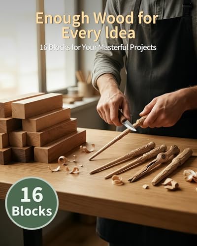 Basswood Carving Blocks 16 PCS: 6" x 1" x 1" Soft Whittling Wood Blanks - color: 16 PCS (6" x 1" x 1")