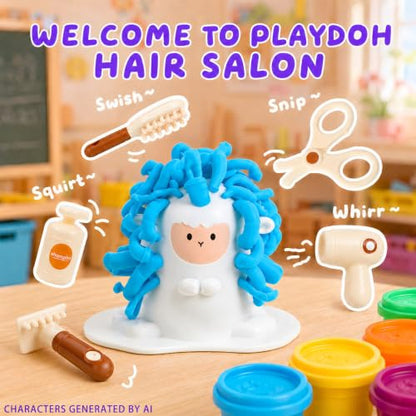 16PCS Play Color Dough Set for Kids Ages 3+,Hair Salon Dough Play Toys