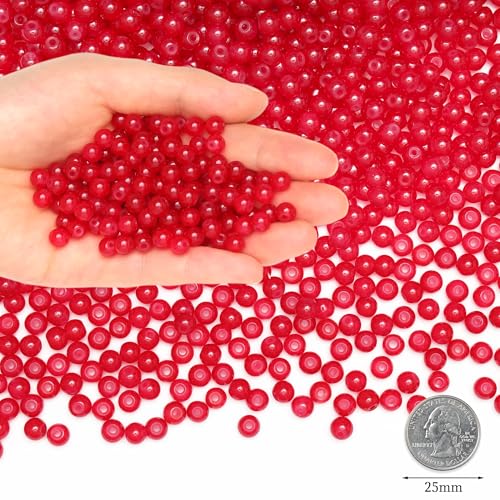 500Pcs Red Glass Beads for Bracelets - color: Red