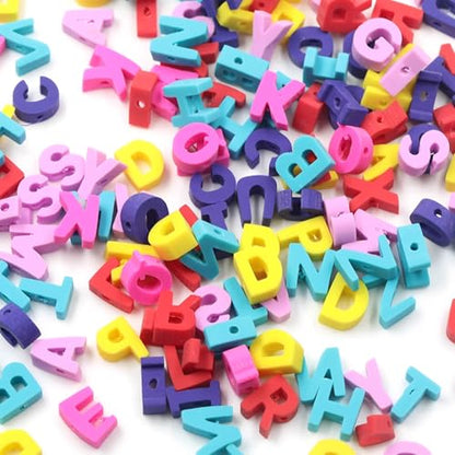 100 Pcs 3D Letter Polymer Clay Beads Mixed Heishi Spacer Beads Supplies for DIY Bracelet Earring Necklace Jewelry Making - color: Letter