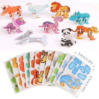 CCINEE 25 Pcs Educational 3D Cartoon Puzzles for Kids,3D Animal Learning Educational Paper Puzzle Game for DIY Crafts Gifts - style: Animal