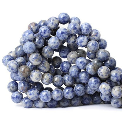 35PCS 10mm Natural Blue White Sodalite Gemstone Round Loose Beads for Jewelry Making 1 Strand 15" - color: Blue White Sodalite, size: 10mm