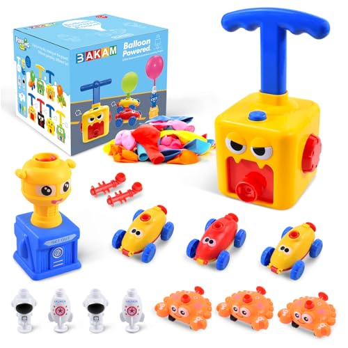 BAKAM Toddler Toys 3-4 for Boys Girls, Balloon Launcher & Powered Car Set, Fun Toddlers STEM Toy Balloon Pump Cars Racer Kit for Kids 3-5 (Monster) - color: Monster