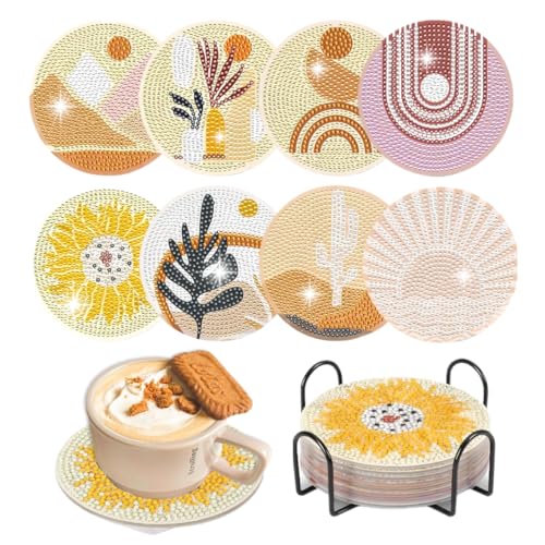 8 Pcs Bohemia Diamond Painting Kits | Diamond Painting Kits with Holder | Diamond Art Coasters for Beginners Adults - Perfect Art Craft Supplies Gift!… (Bohemia) - color: Bohemia