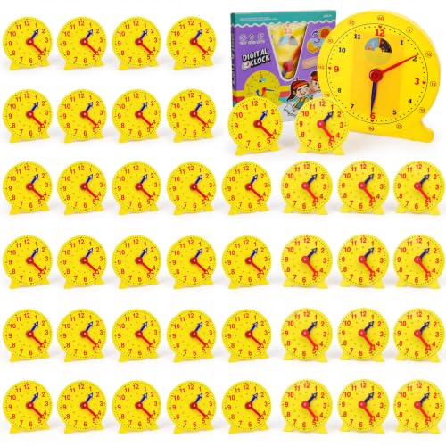 Lenwen 2 Pcs Classroom Clock Kit Learning Analog Clock for Kids