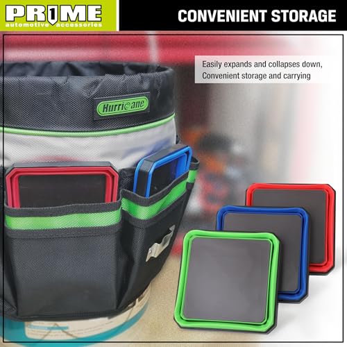 PR1ME Collapsible Magnetic Parts Tray Set, Foldable Magnetic Tray, 3 Pieces 4.25 inch Square Silicone Bowls with Magnetic Base Stores and Organizes Small Parts and Tools - size: Basic Trays