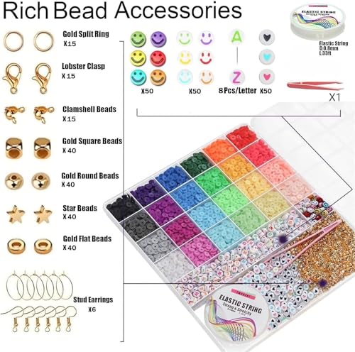 YMSDZHL 6000+PCS 24 Color Polymer Clay Beads Friendship Bracelet Making Kit - size: 6000+PCS