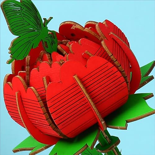 3D Wooden Puzzles Gardening Series Peony Model Building DIY Science Kit Birthday for Adults & Teens to Build Combination - style: Peony