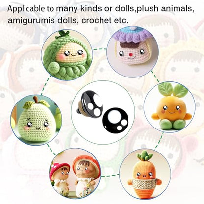 TOAOB 320pcs Plastic Safety Eyes with Washers Black Craft Eyes 18mm Stuffed Animals Eyes Oval Craft Doll Eyes for DIY Amigurumis Crochet Animals Making - size: 18mm