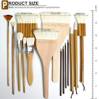 Pottery Brush Set, 15PCS Ceramic Glaze Brushes with Hake Brushes & Storage