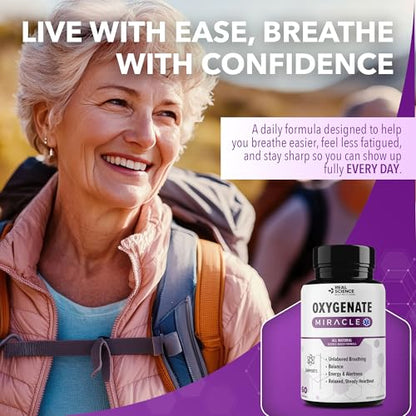 Real Science Oxygenate Miracle – Daily Lung & Circulation Support Supplement for Breathing Comfort and Energy – Supports Respiratory Function and Overall Wellness, 60 Caps - size: 60 Count (Pack of 1)