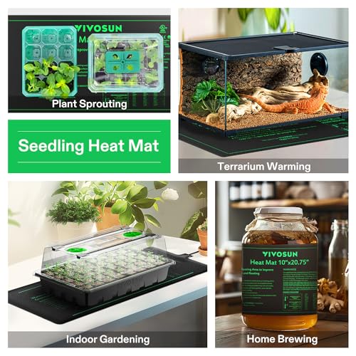 VIVOSUN 10"x 20.75" Seedling Heat Mat and Digital Thermostat Combo Set, UL & MET-Certified Warm Hydroponic Heating Pad for Germination, Indoor Gardening, Greenhouse (Pack of 2) - size: 10"x20.75" (Pack of 2)