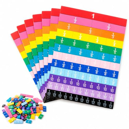 6 Sets Fraction Tiles, Math Manipulatives for Classroom, Vivid Color - color: Vivid Color