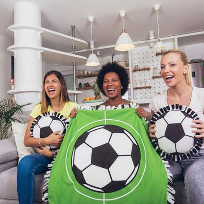 Vicenpal Set of 3 Soccer Tie Blanket & Pillows Craft Kit Dly Soccer Crafts 57 Inch No Sew Fleece Tied Blanket for Sports World 2026 Theme Party Favors Football Fan Gifts Summer Camp Activities - style: Soccer