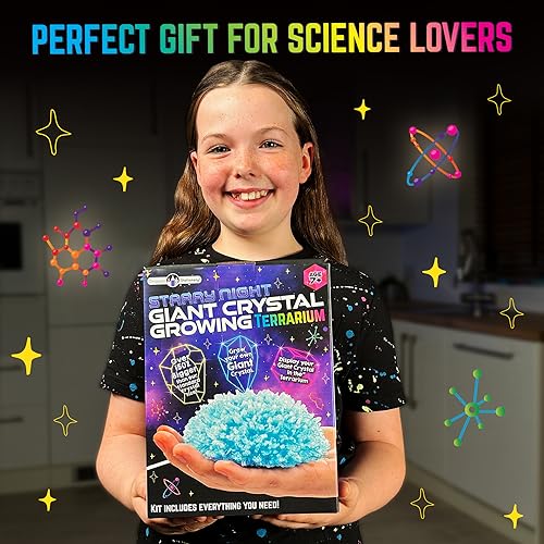 Original Stationery Starry Night Giant Crystal Growing Terrarium Kit for Kids, Fun Crystal Growing Kit with Glow in The Dark Stickers and Glitters, Awesome Gift Idea and Science Kits, Ages 3-14 - style: Starry Night