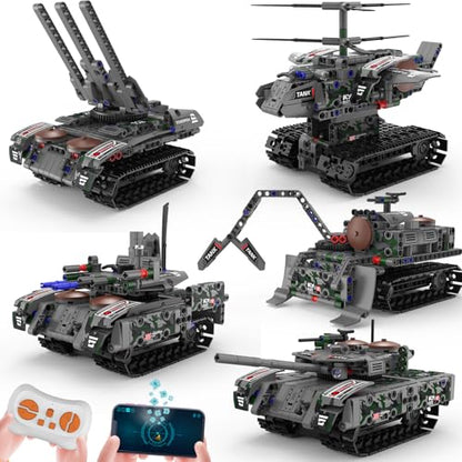 Robot Building Kit with Remote Control STEM Gift for Boys Age 6-14 | Birthday Gift for Boys Girls Ages 6-14 | 389PCS 5-in-1 Robot | APP + Remote | Engineering kit | Rechargeable |Educational - color: K96152