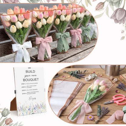 Tinlade 75 Pcs Flower Bar Kit Build Your Own Bouquet Bar Supplies - color: White, size: Clear