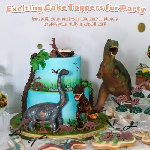 70PCS 3.7 Inch Dinosaur Bone for Sandbox Brown Dinosaur Fossil Skeleton Plastic Skull Dino Dig Toy Kit for Puzzle Game Sensory Bin Birthday Party Dino Scavenger Hunt Science Class Prize Cupcake - color: Brown