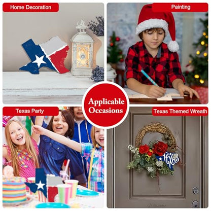BBTO 6 Pack Texas Unfinished Wood Cutouts US State 10" Wood Slices Wooden Paint Crafts Christmas Ornaments Pieces for Home Decor Ornament DIY Craft Art Project - style: Texas
