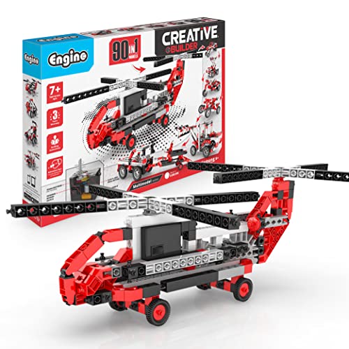Engino- Inventor STEM Toys, 90 Motorized Models, Building Toys for Kids 7+, Engineering Kit, Stem Projects, Learning & Education Set, Gifts for Boys & Girls - style: 90-In-One