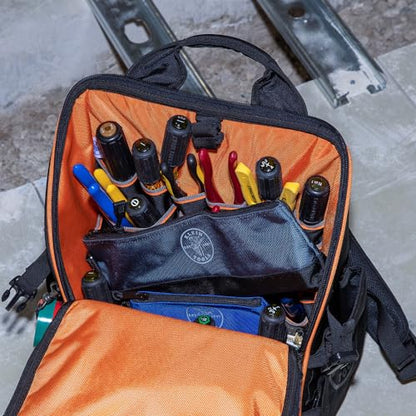 Klein Tools 55569 Stand-Up Zipper Bag Tool Pouch with Carabiners, Reinforced Gusseted Bottoms, Water Resistant 1680d, Multi-Size 5-Pack