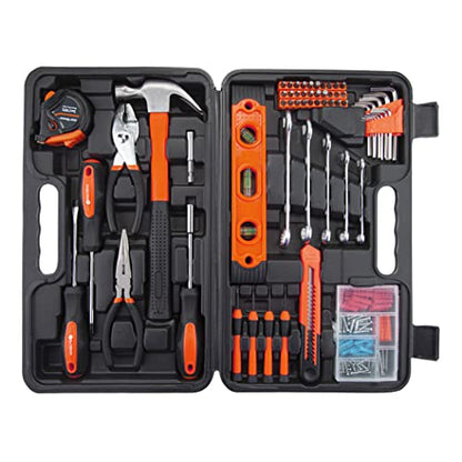 CARTMAN 152-Piece Household Tool Set, Orange Hand Kit With Storage Case Box - color: Orange
