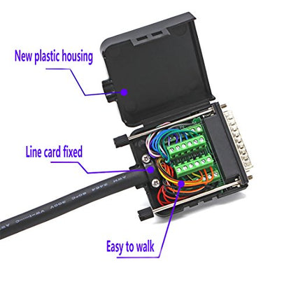 DB25 Breakout Board Solder-Free Male Adapter 25-pin Port Adapter to Terminal Connector Signal Module Long Bolts and Nuts with case