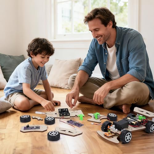 Wooden Racing Car, STEM Kits for Kids Age 8-10, STEM Toys for Boys 8-12, Remote Control Model Car Building Kits, Science Crafts Projects, Educational Gift for 9 10 11 12 13 14 Year Old Teen