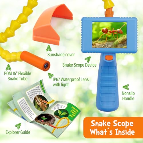 Kids Borescope Snake Camera with Light, 2.4” HD Screen, STEM Educational Toy for Boys & Girls Ages 4-10, Outdoor Science Exploration Kit, Real-Time Viewing, Christmas Birthday Festival Gift for Kids