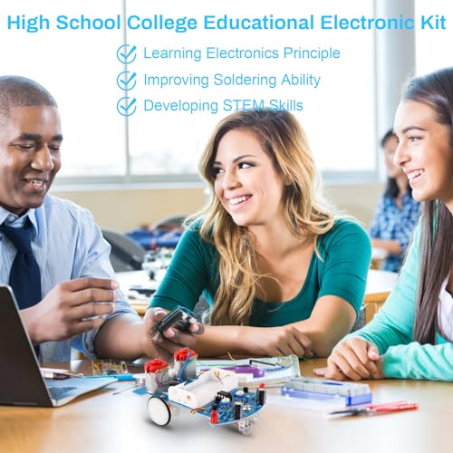 MiOYOOW Line Following Robot Car Kit, Beginners Smart Car Soldering Practice Kit STEM Educational Electronics Soldering Projects for School and Home Learning - color: 1 Pack-soldering Tracking Car(dc Motor)