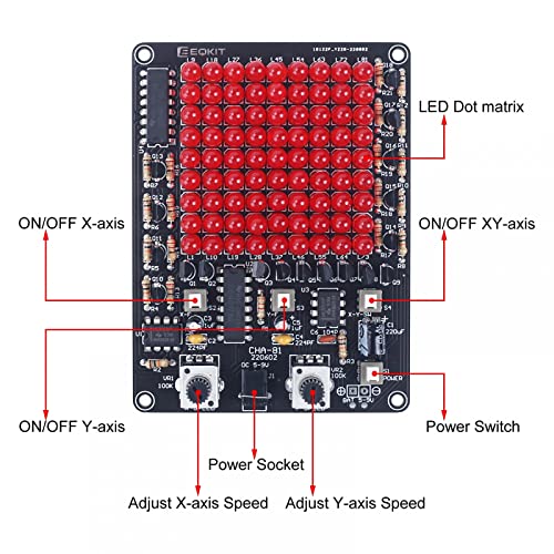 ICSTATION LED Chasing Soldering Project, LED Soldering Learning Kit with Knob Control 81 LEDs Soldering Practice Board for College STEM Electronics Education