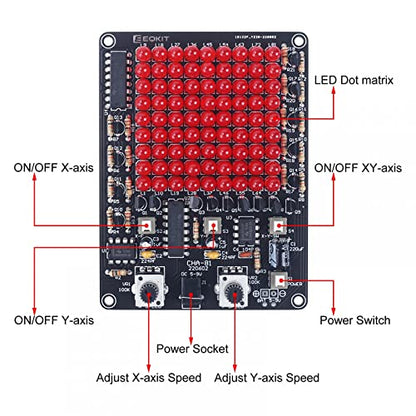 ICSTATION LED Chasing Soldering Project, LED Soldering Learning Kit with Knob Control 81 LEDs Soldering Practice Board for College STEM Electronics Education