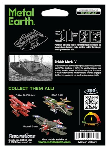 Metal Earth British Mark IV Tank 3D Metal Model Kit Fascinations