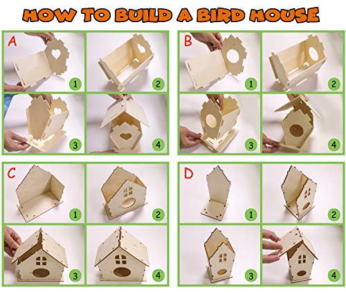 hapray 6 Pack Bird House Crafts for Kids Ages 5-8 8-12, Buildable DIY Birdhouse Kit for Children to Build, 3+ Summer Arts and Craft Projects with Paint, Boy Girl Gift Christmas
