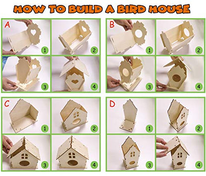 hapray 6 Pack Bird House Crafts for Kids Ages 5-8 8-12, Buildable DIY Birdhouse Kit for Children to Build, 3+ Summer Arts and Craft Projects with Paint, Boy Girl Gift Christmas