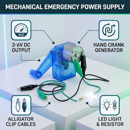 Hand Crank Generator, Mechanical Electricity Generator, 3V to 6V Power Supply for Education and Emergency Use