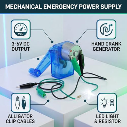 Hand Crank Generator, Mechanical Electricity Generator, 3V to 6V Power Supply for Education and Emergency Use