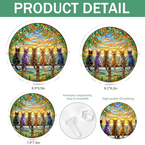 Acrylic Jigsaw Puzzle Suncatcher - Sunset Cats - color: Sunset Cats, size: L-8.9in*8.9in