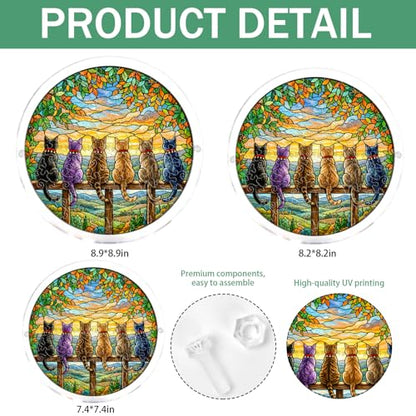 Acrylic Jigsaw Puzzle Suncatcher - Sunset Cats - color: Sunset Cats, size: L-8.9in*8.9in