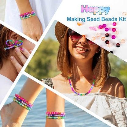 XSEINO About 1200pcs 6mm Crack Glass Beads Red Series Bracelet Making Kit - color: Blush Pink