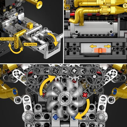 Mould King 10224 V12 Engine Model Kit – Build Your Own Cars Combustion Battery/Motor Blocks Sets, STEM Construction Kit for Teens/Adults, Educational Gift for Collectors - style: V12 Engine