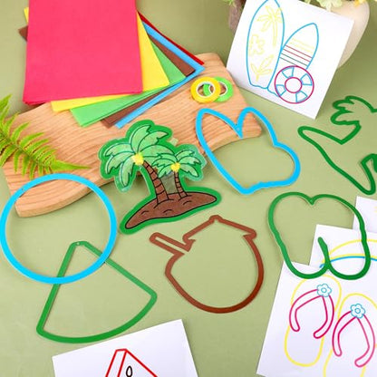 Aneco 24 Sets DIY Summer Suncatchers Craft Kit, Tissue Paper Sign Art Crafts, Hawaiian Hanging Window Ornaments Decor for Tropical Beach Party Holiday Home Activities - style: Summer