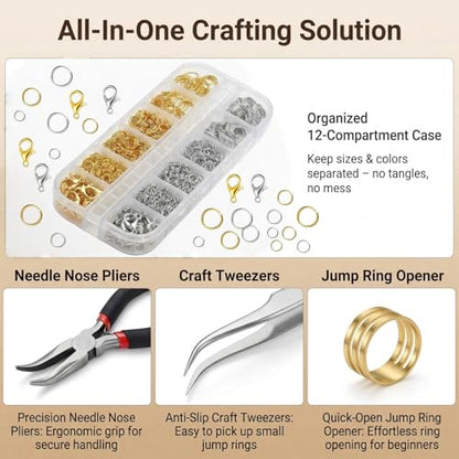 1200Pcs Gold Silver Small Open Jump Rings Jewelry Making Supplies