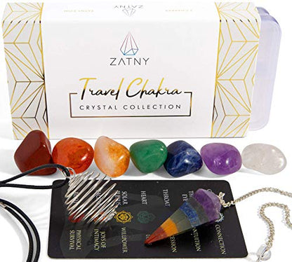 Travel 7 Chakra Set Chakra Crystals and Healing Stones Tumbled Stones Gift