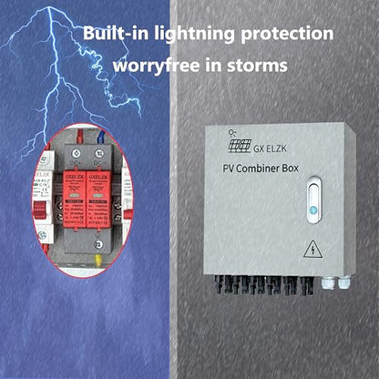 Hardcover Solar Combiner Box with 6 Strings, 80 A Circuit Breakers. This pv Combiner Box is Suitable for Off-Grid Solar Power High-Power Version - size: 6 string 80A